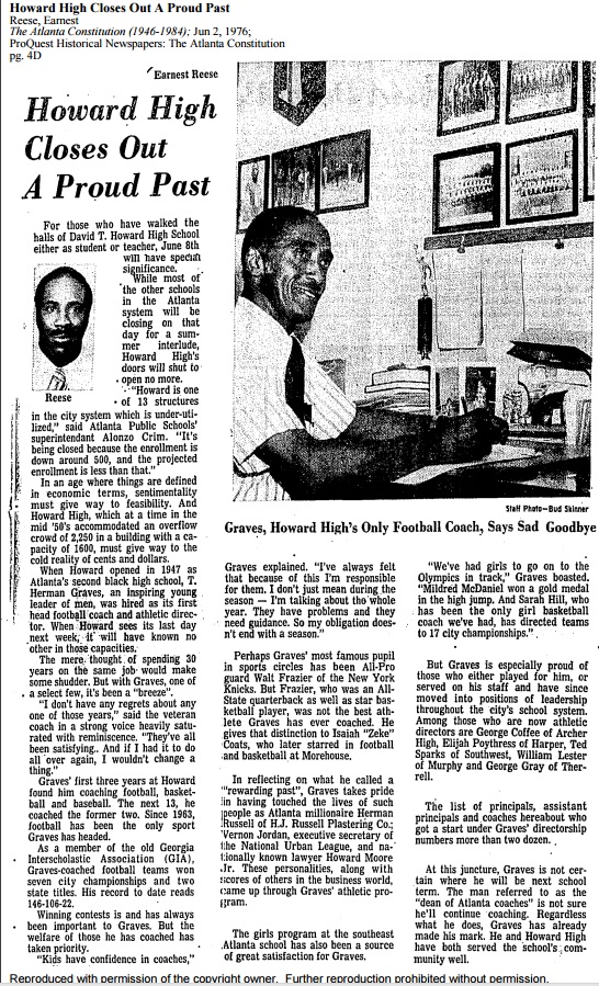 Newspaper Article - End of David T. Howard Highschool